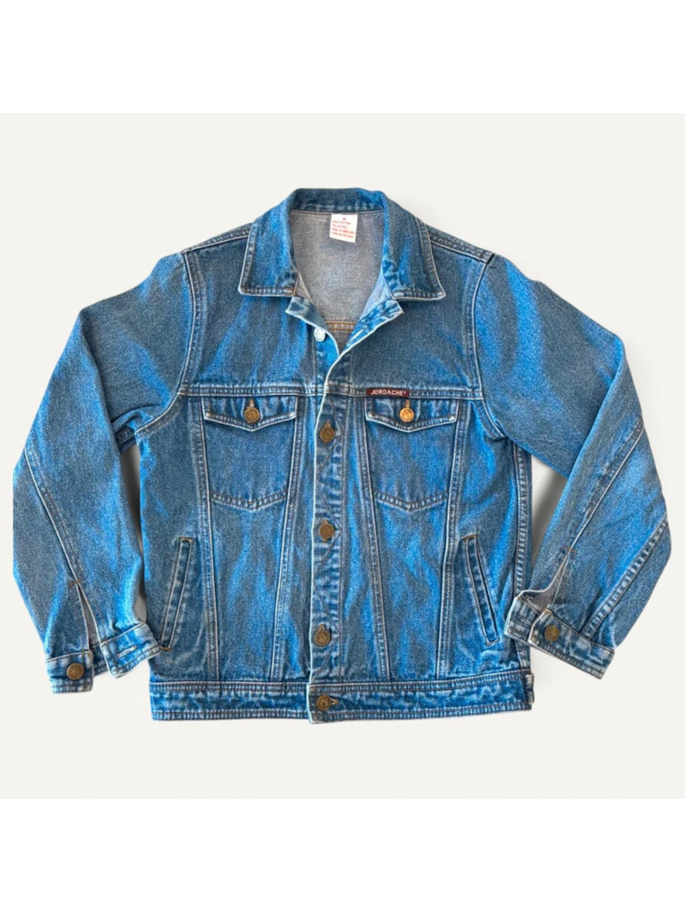 1980s Jordache Denim Jean Jacket Brass Horse Head Buttons M/S